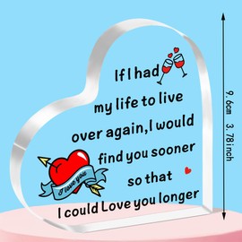 QMVMV Lover Heart-Shaped Acrylic Plaque Gifts Anniversary Valentines Love Couple Gifts for Him Her Wife Husband Boyfriend Girlfriend