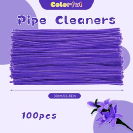 ZXIIXZ Pipe Cleaners, 100Pcs Pipe Cleaners Supplies for Flower Making DIY Craft, Chenille Stems Art Supplies for Festivals Bouquet DIY Crafts Decorations/Purple