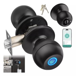 Perilla de Puerta Inteligente, EEGVUY 3 en1 Cerradura Inteligente para Puerta con Control de APP, Cerradura de Puerta de Huellas Dactilares, 2 Ilaves Mecánicas, Ideal para Dormitorio, Casa, Hotel