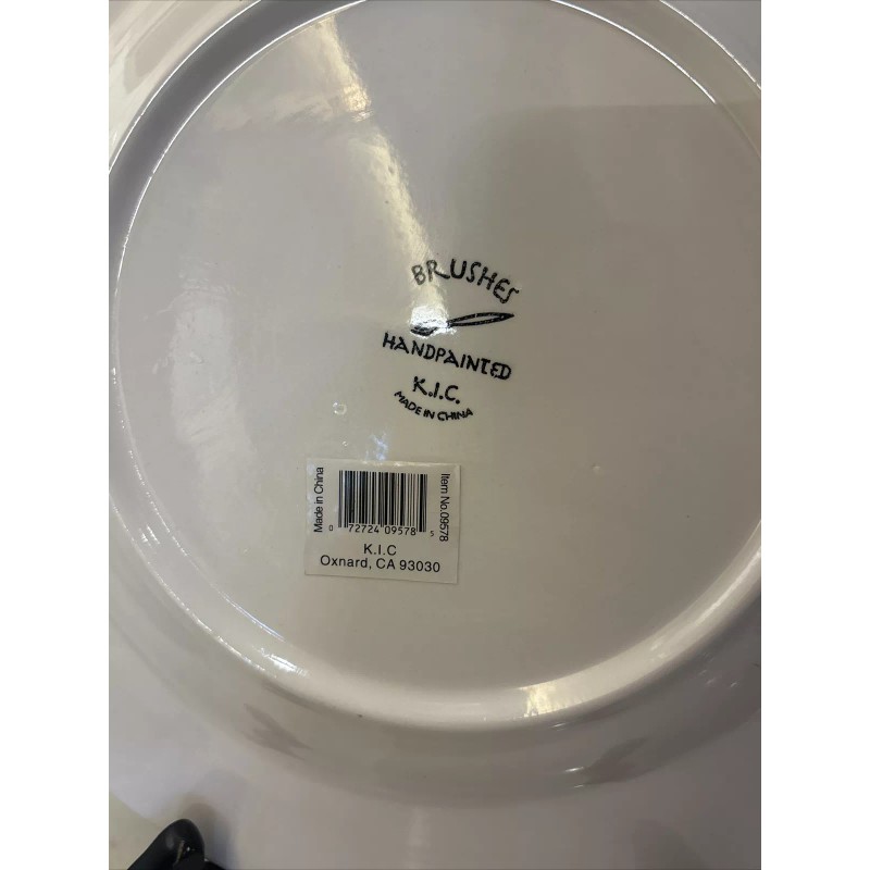 K.I.C. Fish Shells Waves Sun Starfish Green Rim Blue Dinner