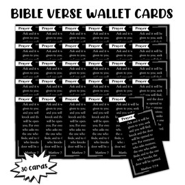 Lashicorn Matthew 7:7-8 Prayer Wallet Card 30pk 2x3.5” Ask, Seek, Knock, Bulk Hand Out Encouragement Bible Verse Scripture Take With You Minimalist