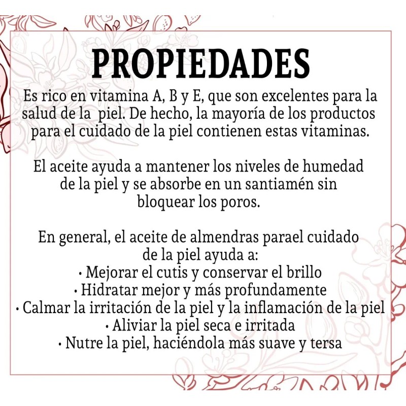 Aceite Almendras Dulces Verdadero Orgánico Importado 250 Ml
