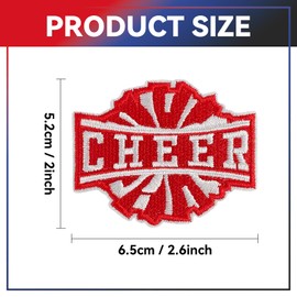 GYGYL 12 Pieces Cheer Iron on Patches, Cheerleading Cheerleader Embroidered Patches for Sports Squad Team Games Football Baseball Game Day (Red)