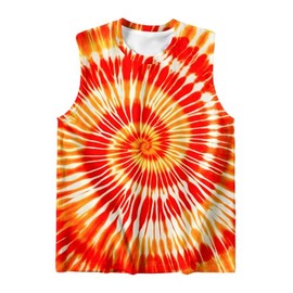DMPROD Kids Orange Tie Dye Shirt Size 5-6 Years Sleeveless T Shirts Children Tank Tops Hippies Senior Tees for Boys Girls