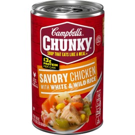 Campbell's Chunky Soup, Savory Chicken with White and Wild Rice Soup, 18.8 Oz Can