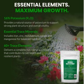 Humboldts Secret Soluble Kelp Extract Powder | 0-0-16 Water Seaweed Fertilizer | Concentrated Nutrients & Minerals for Lawn, Garden, Vegetables, Houseplants, Succulents & Hydroponics | 2 lb Bag