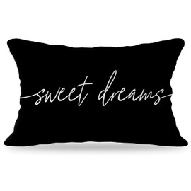 YeiHe Sweet Dreams Pillow Cover 12x20, Decorative Throw Pillow Covers for Bedroom Liivng Room Home, Bed Decorative Pillows ((Black)