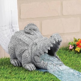 pandaxing Gnome and Fish Statue Gutter Downspout Extensions, Rain Gutter Downspout Splash Block Extender Cover Garden Yard Sculpture Decorative, 3" × 4" Downspouts