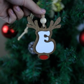 26 Letter Reindeer Ornaments Christmas Tree Decorations Letter Ornaments for Christmas Tree Gifts - Christmas Tree Ornaments 4in (E)