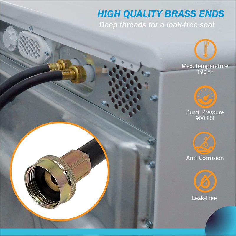 “Y” Mixer Hose, Mix Hot and Cold Water-Washer Braided Rubber