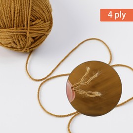 NICEEC 4 Skeins Soft Baby Yarn 100% Cotton Yarn for Crochet Knitting 4 Ply Yarn Blanket Yarn for DIY Craft Fingering Weight Yarn Total Length 4×175yds/4×50g-Ginger