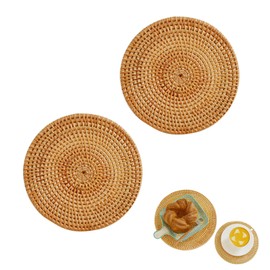 aninako Trivet, Rattan Knitting, Heat Resistant Trivet, For Hot Dishes, Heat Insulation Hot Pad, Natural Material, Handmade Rattan Mat, Rattan, Round, Washable Insulation Mat, Natural Rattan, Thick,