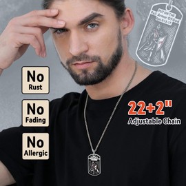 FaithHeart Knights Templar Necklace Mens Stainless Steel Dog Tag Pendant Armor of God Jewellery Protective Gifts for Birthday Baptism