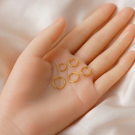 QXXPVV 5Pcs Hoop Nose Rings 20G 18G 16G Stainless Steel Piercing Ring for Nose Septum Cartilage Helix Tragus Conch Rook Daith Lobe for Women Men(5pcs Gold 16G)