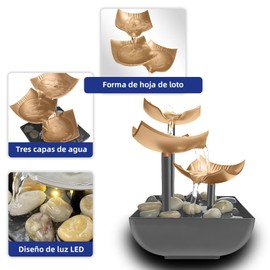 GFHGJH Fuente de Tres Niveles de decoración Interior, Mini Fuente, Decoración del hogar de guijarros，Sonidos cómodos y relajantes，Ideal para dormitorios y oficinas (Bronce)