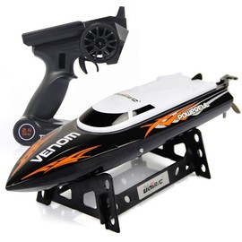Park10 Toys RC Racing Boat for Adults - High Speed Electronic Remote Control Boat for Kids Extra Battery (Black)