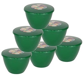 Pack of 6 Plastic Pudding Bowls with Lids - Emerald Green (0.5 pint) - Small