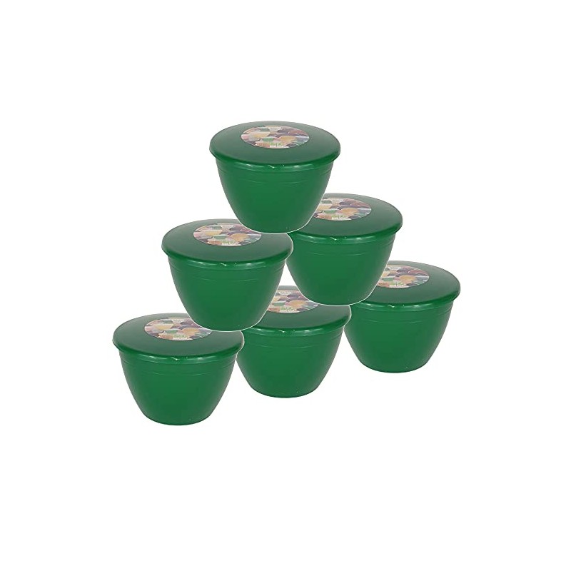 Pack of 6 Plastic Pudding Bowls with Lids - Emerald