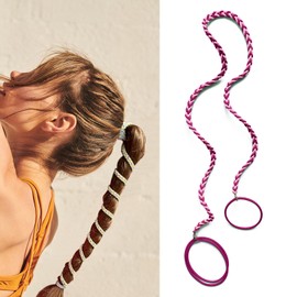 Rip Tie Hair Ties for Women, 25" Elastic No Tangle Spiral Hair Ties Damage-Free Ponytail Wrap for Thick Long Hair Motorcycle Hair Accessories for Sports- Bike Riding Swim Skiing- Hot Pink/Pink