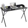 Black Computer Desk 47'' Writing Desk with Storage Shelf Home