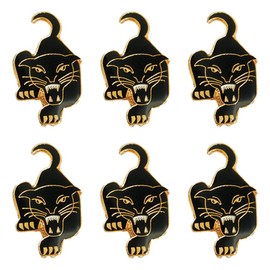 TCDesignerProducts Black and Gold Panther Metal Mascot Award Pins, 6 Count