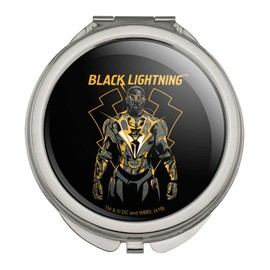 Black Lightning Graphic Compact Travel Purse Handbag Makeup Mirror