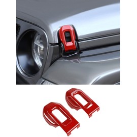 Savadicar 2-Piece Red Hood Latch Trim Cover for Jeep Wrangler JL JLU 4xe & Gladiator JT 2018-Present – Exterior Decorative Upgrade Accessories