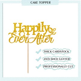 Decoración para tartas Gold Happy Ever After con diseño de hojas con purpurina para despedidas de soltera, compromisos, fiestas de aniversario