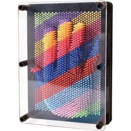 Leopacat 3D Pin Art Board, 3D Hand Print Board Novel Pin Art Toy 3D Sculpture Colourful Rainbow Picture Impressions Gadget Frame Classic Childrens Toy for Kids Adult Family (Black Bottom Large Size)