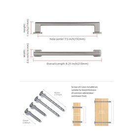 LIMUR 10 Pack 7.5 Inch Cabinet Pulls Brushed Nickel Cabinet Handles Drawer Pulls Drawer Handles Wardrobe Handle Dresser Pulls Kitchen Hardware for Cupboard Cabinet Handles Hole Center（192 mm）