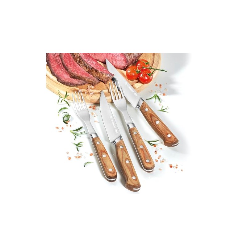 Zassenhaus Steak Cutlery Set of 2 with Pakka Wood Handles,