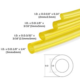 Fuel Hose, Petrol Hose, 4 Pieces 1M Transparent Fuel Hose, 2 x 3.5 mm, 2.5 x 5 mm, 3 x 5 mm, 3 x 6 mm, Oil Hose, Diesel Hose, for Lawnmower Brush Cutter Mower Strimmer