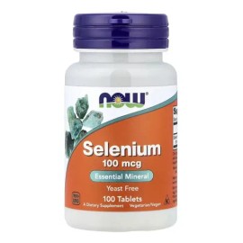 Selenio NOW Minerales Esenciales SELENIUM 100mcg en tabletas Sin sabor de 100 un