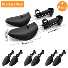 HTRTRR 4 Pairs of Shoe Stretchers, Shoe Stretcher for Shoe Stretcher Women 34-39, Adjustable Length, High Quality Plastic Shoe Stretcher, black