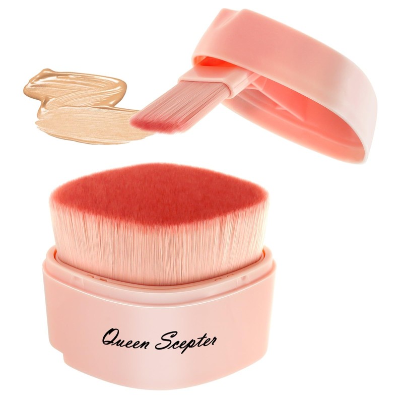 Retractable Flat Liquid Foundation Makeup Brush with Cover, Flat Top
