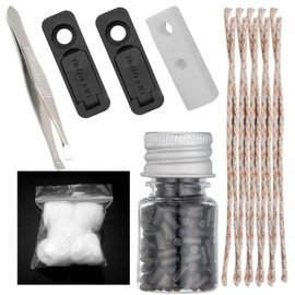 Universal Lighter Replacement Repair Kit Pack for Petrol Gas Fluid Lighter Oil Lighter (200pcs Flint Stone,10pcs Wick,6pcs Cotton,Cotton Felt Pad & 2pcs Rubber Felt Pad,Tweezers)-Black