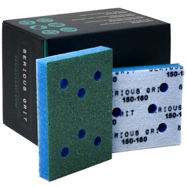 Serious Grit - 3" x 4" Foam Abrasive 150-180 Finish Sanding Pads - Fits Surfprep, Uneeda Ekasand, & Mirka - 1/2" Thick Soft Foam Hook & Loop Sandpaper Pads for 3x4 Sanders - Made in USA - 10 Per Box