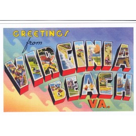 Greetings from VIRGINIA BEACH, VA. POSTCARD [Reprint vintage Large Letter name postcard ca.1930's-1940's ] from Hibiscus Express
