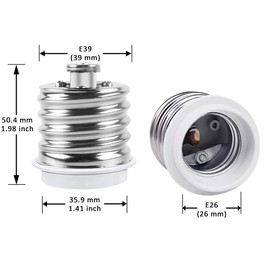 Superdream E39 to E26 Socket Adapter, Mogul to Standard Medium Base Bulb Converter, Max 200W and 165℃ Heat-Resistant (6 Pack)