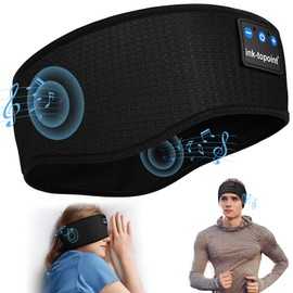 Schlafkopfhörer Bluetooth,Schlaf Kopfhörer Stirnband Bluetooth 5.4 Kopfhörer Geschenk für Männer/Frauen mit Ultradünnen HD Stereo Lautsprecher für Sport,Schlafen,Reisen,Meditation,Entspannen (Schwarz)