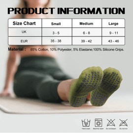 Ozaiic Yoga socks for men and women, stopper socks, non-slip socks, barefoot, non-slip, pilates, hospital, home, socks with nubs, 3 pairs, green/pink/blue