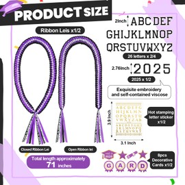 Juexica Graduation Ribbon Lei - Class of 2025 Graduation Leis, DIY Braided Necklace for Men and Women Graduation Gift(Purple,1 Set)