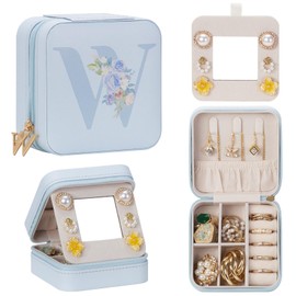 Enthralite Travel Jewelry Box for Gift: Traveling Jewelry Case for Girls Women - Mini Organizer for Necklaces Earrings Blue W