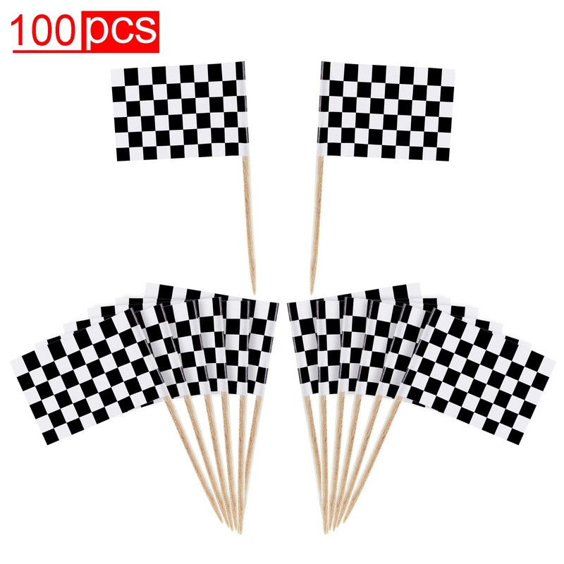 Super Z Outlet 100 Pack Mini Checkered Racing Flag Finish