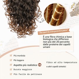 Flufymooz Extension a coda di cavallo al 100% con proteine pure, 45,7 cm, extension per capelli ricci a coda di cavallo con clip a pinza, capelli naturali e morbidi, da donna, colore marrone mandorla