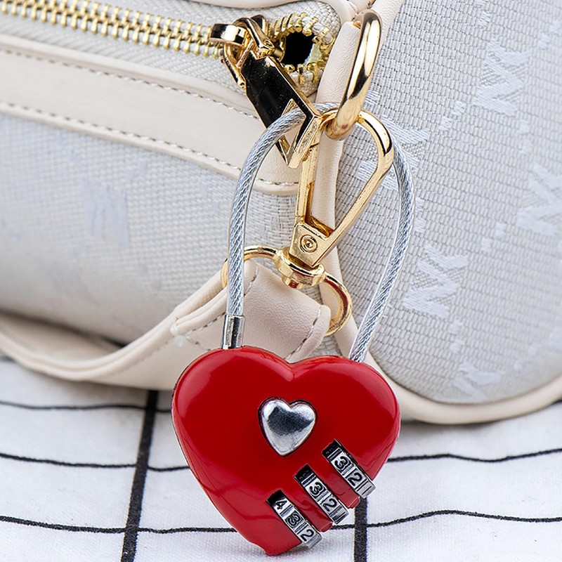 Orirya Small Lightweight Cute Heart Shape Combination Padlock Wire Lock