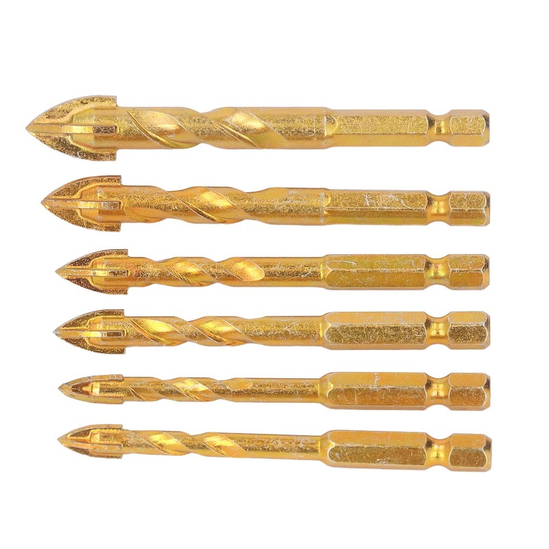6Pcs Cross Spearhead Drill Bit Carbide Hex Shank Drilling Tool