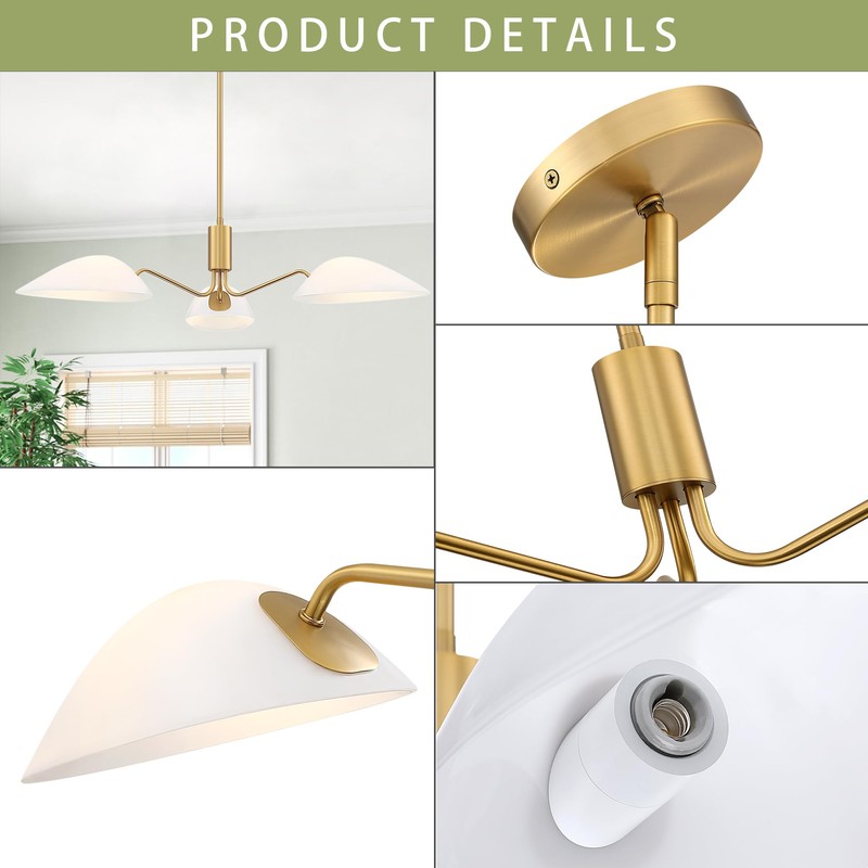 MEXO Modern Glass Chandeliers, Sputnik Chandelier Gold Pendant Lighting Fixture