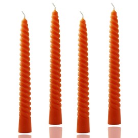 8 inch Orange Spiral Taper Candles Set of 4 Pack Tapered Candle, Tall Candlesticks,for Dinner Party Wedding, Holiday Spring,Home Decor,Kitchen Decor (4, Orange, 8inch)