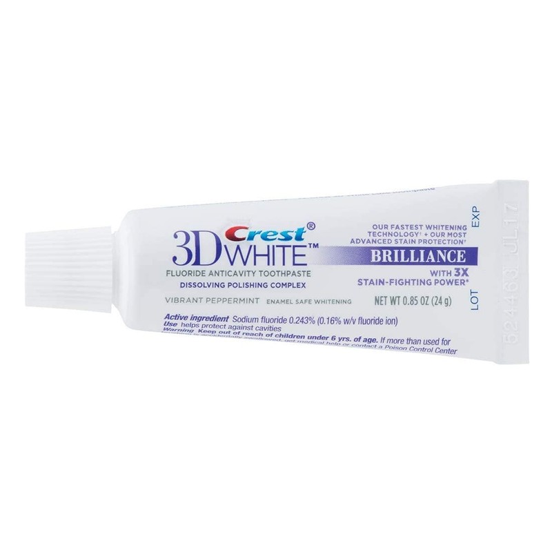 Crest 3D White Brilliance Toothpaste, Vibrant Peppermint, Travel Size, 0.85